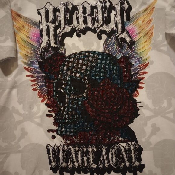 🆕☠️Rebel Vengeance Rhinestones Graphics Tee - Picture 2 of 4